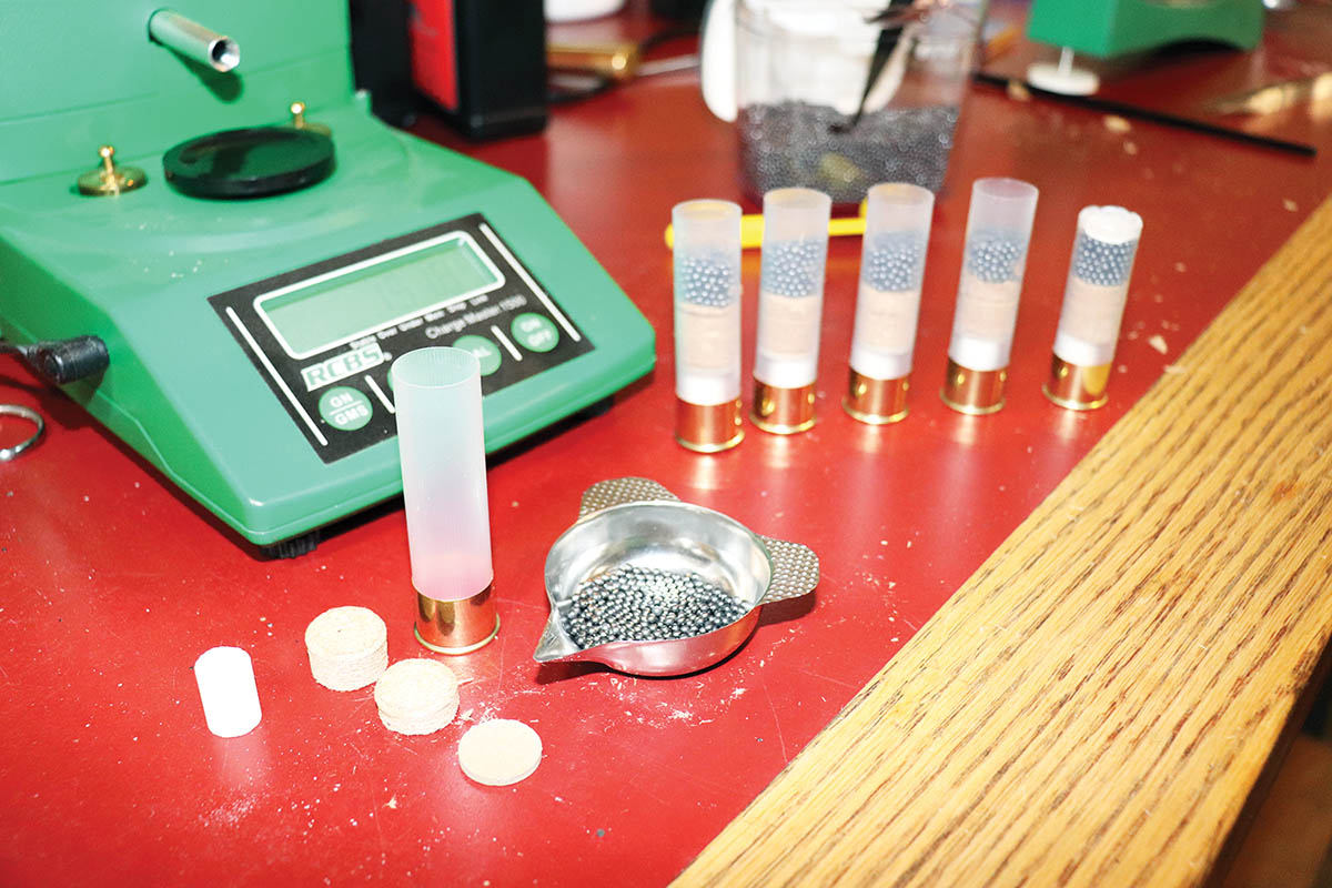The powder charge for this load is a single IMR White Hot, which is a pelletized powder charge made for .50-caliber muzzleloading.